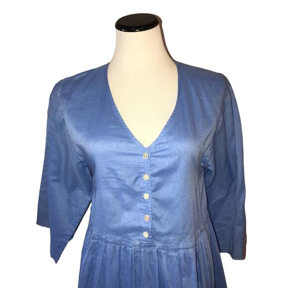 ATM Anthony Thomas Melillo Blue Crinkle Cotton Dress - Picture 4 of 11
